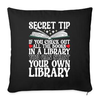 Bibliothèque de rats de bibliothèque de livres de lecture - Housse de coussin décorative 45 x 45 cm - noir - Devant