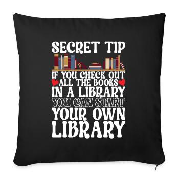 Bibliothèque de rats de bibliothèque de livres de lecture - Housse de coussin décorative 45 x 45 cm - noir - Devant