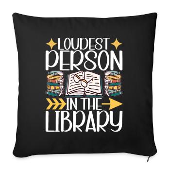 Bibliothèque de rats de bibliothèque de livres de lecture - Housse de coussin décorative 45 x 45 cm - noir - Devant