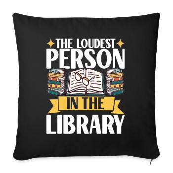 Bibliothèque de rats de bibliothèque de livres de lecture - Housse de coussin décorative 45 x 45 cm - noir - Devant
