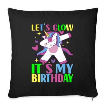 Licorne d’anniversaire - Housse de coussin décorative 45 x 45 cm - noir - Devant