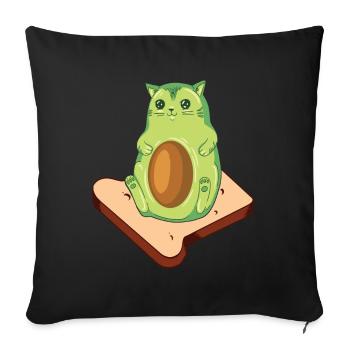 Avocado Toast Avocado Cat - Sofa pillowcase 17,3'' x 17,3'' (45 x 45 cm) - black - Front