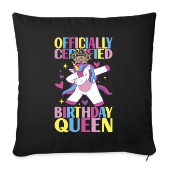 Unicorn Birthday - Sofa pillowcase 17,3'' x 17,3'' (45 x 45 cm) - black - Front