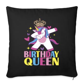 Unicorn Birthday - Sofa pillowcase 17,3'' x 17,3'' (45 x 45 cm) - black - Front