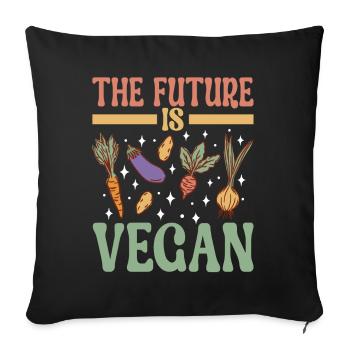 Vegan Vegetarian - Sofa pillowcase 17,3'' x 17,3'' (45 x 45 cm) - black - Front