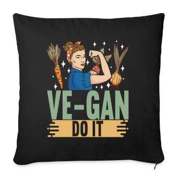 Vegan Vegetarian - Sofa pillowcase 17,3'' x 17,3'' (45 x 45 cm) - black - Front