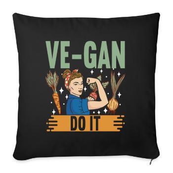 Vegan Vegetarian - Sofa pillowcase 17,3'' x 17,3'' (45 x 45 cm) - black - Front