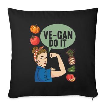 Vegan Vegetarian - Sofa pillowcase 17,3'' x 17,3'' (45 x 45 cm) - black - Front