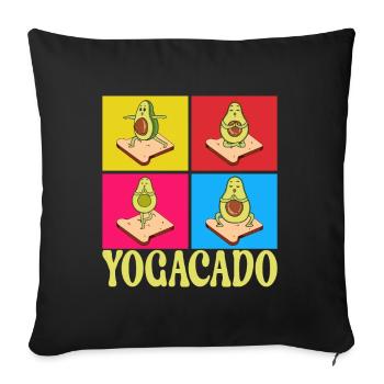 Yoga Avocado - Sofa pillowcase 17,3'' x 17,3'' (45 x 45 cm) - black - Front