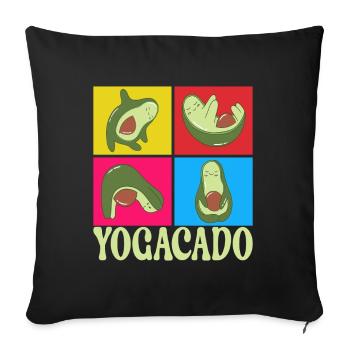Yoga Avocado - Sofa pillowcase 17,3'' x 17,3'' (45 x 45 cm) - black - Front