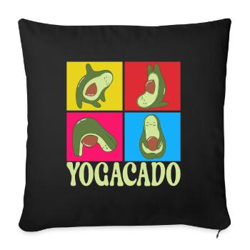 Yoga Avocado - Sofa pillowcase 17,3'' x 17,3'' (45 x 45 cm) - black - Front