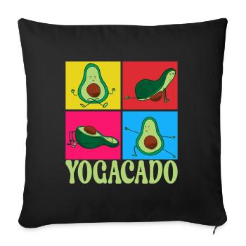 Yoga Avocado - Sofa pillowcase 17,3'' x 17,3'' (45 x 45 cm) - black - Front