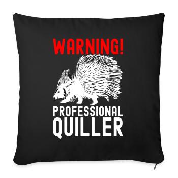 Porc-épic mignon - Housse de coussin décorative 45 x 45 cm - noir - Devant