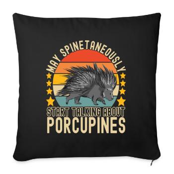 Porc-épic mignon - Housse de coussin décorative 45 x 45 cm - noir - Devant