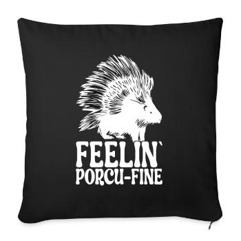 Porc-épic mignon - Housse de coussin décorative 45 x 45 cm - noir - Devant