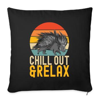 Porc-épic mignon - Housse de coussin décorative 45 x 45 cm - noir - Devant