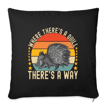 Porc-épic mignon - Housse de coussin décorative 45 x 45 cm - noir - Devant