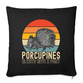 Porc-épic mignon - Housse de coussin décorative 45 x 45 cm - noir - Devant