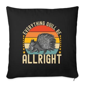 Porc-épic mignon - Housse de coussin décorative 45 x 45 cm - noir - Devant