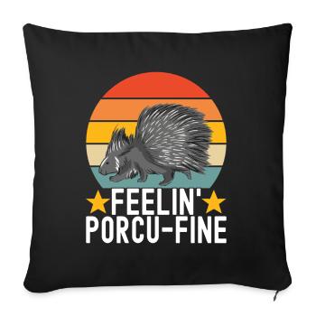 Porc-épic mignon - Housse de coussin décorative 45 x 45 cm - noir - Devant