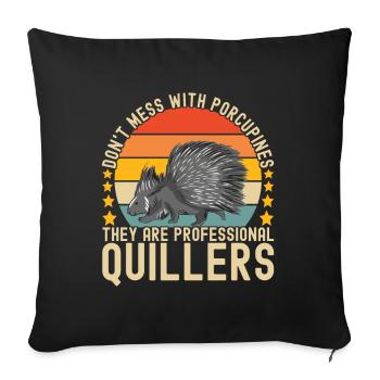 Porc-épic mignon - Housse de coussin décorative 45 x 45 cm - noir - Devant