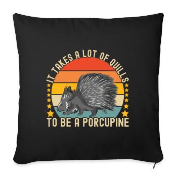 Porc-épic mignon - Housse de coussin décorative 45 x 45 cm - noir - Devant
