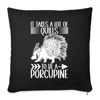 Porc-épic mignon - Housse de coussin décorative 45 x 45 cm - noir - Devant