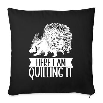 Porc-épic mignon - Housse de coussin décorative 45 x 45 cm - noir - Devant