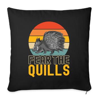 Porc-épic mignon - Housse de coussin décorative 45 x 45 cm - noir - Devant
