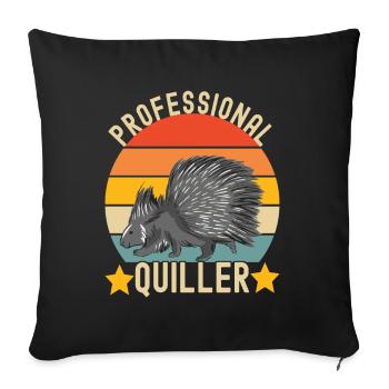 Porc-épic mignon - Housse de coussin décorative 45 x 45 cm - noir - Devant