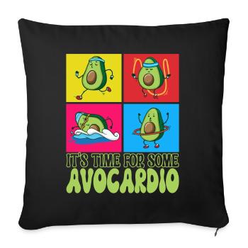 Avocardio Avocado Fitness - Sofa pillowcase 17,3'' x 17,3'' (45 x 45 cm) - black - Front