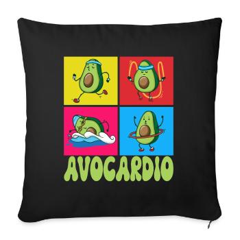 Avocardio Avocado Fitness - Sofa pillowcase 17,3'' x 17,3'' (45 x 45 cm) - black - Front
