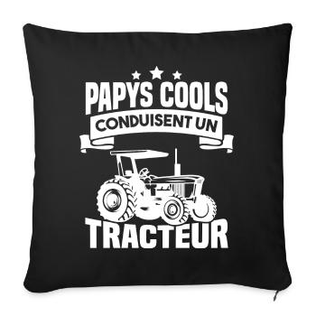 Papys cools conduisent un tracteur humour - Housse de coussin décorative 45 x 45 cm - noir - Devant