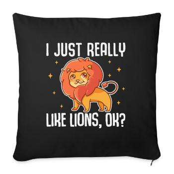 J’aime vraiment les Lions, OK ? Drôle d’animal lion - Housse de coussin décorative 45 x 45 cm - noir - Devant