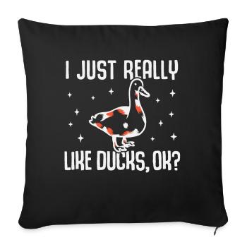 J’aime vraiment les canards, d’accord ? Canard Oiseau - Housse de coussin décorative 45 x 45 cm - noir - Devant