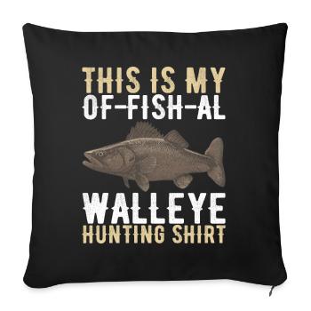 Pêcheurs à la ligne de pêche au doré jaune - Housse de coussin décorative 45 x 45 cm - noir - Devant