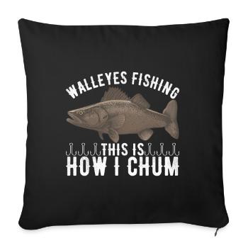 Pêcheurs à la ligne de pêche au doré jaune - Housse de coussin décorative 45 x 45 cm - noir - Devant