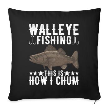 Pêcheurs à la ligne de pêche au doré jaune - Housse de coussin décorative 45 x 45 cm - noir - Devant