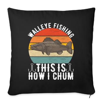 Pêcheurs à la ligne de pêche au doré jaune - Housse de coussin décorative 45 x 45 cm - noir - Devant