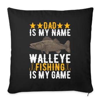 Pêcheurs à la ligne de pêche au doré jaune - Housse de coussin décorative 45 x 45 cm - noir - Devant