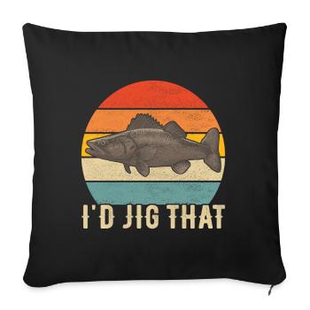 Pêcheurs à la ligne de pêche au doré jaune - Housse de coussin décorative 45 x 45 cm - noir - Devant