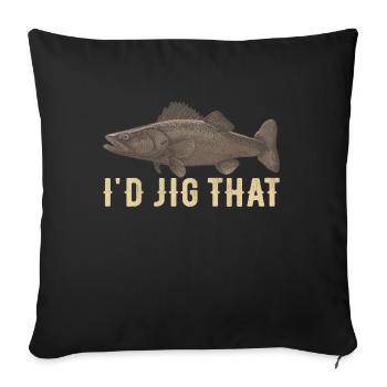 Pêcheur au doré jaune - Housse de coussin décorative 45 x 45 cm - noir - Devant