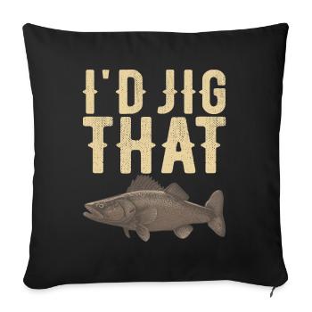 Pêcheurs à la ligne de pêche au doré jaune - Housse de coussin décorative 45 x 45 cm - noir - Devant