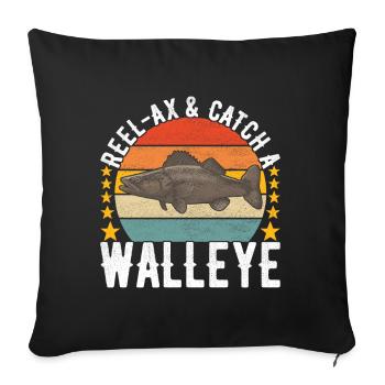 Pêcheurs à la ligne de pêche au doré jaune - Housse de coussin décorative 45 x 45 cm - noir - Devant