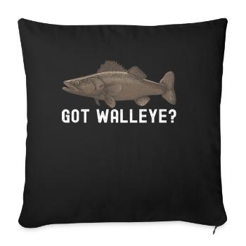 Pêcheurs à la ligne de pêche au doré jaune - Housse de coussin décorative 45 x 45 cm - noir - Devant