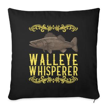 Pêcheurs à la ligne de pêche au doré jaune - Housse de coussin décorative 45 x 45 cm - noir - Devant