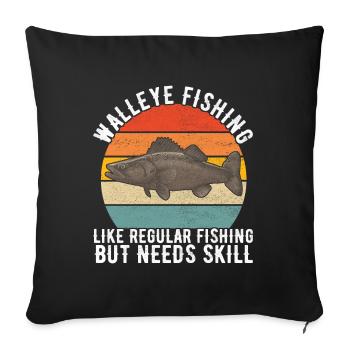 Pêcheurs à la ligne de pêche au doré jaune - Housse de coussin décorative 45 x 45 cm - noir - Devant