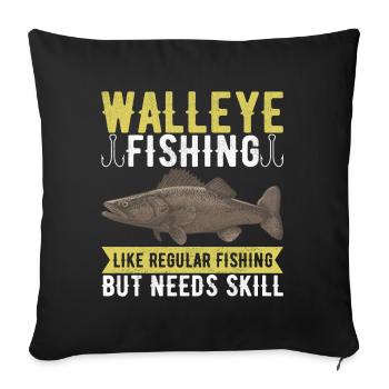 Walleye Fishing Angler - Sofa pillowcase 17,3'' x 17,3'' (45 x 45 cm) - black - Front