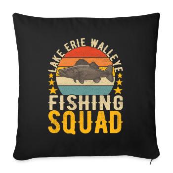 Pêcheurs à la ligne de pêche au doré jaune - Housse de coussin décorative 45 x 45 cm - noir - Devant