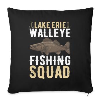 Pêcheurs à la ligne de pêche au doré jaune - Housse de coussin décorative 45 x 45 cm - noir - Devant